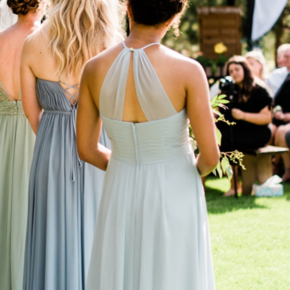 Light Blue Halter Floor-Length Dress